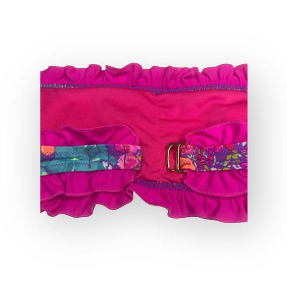 Victoria’s Secret Swim 𑁍 Floral Ruffle Bandeau 2 Piece Bikini Set 𑁍 Fuchsia M - Picture 8 of 16